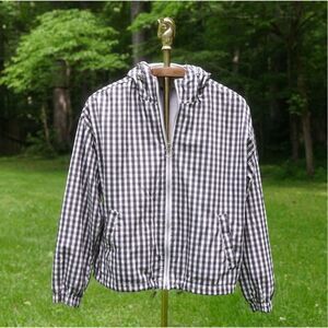 Forever 21 Black Gingham Crop Windbreaker Jacket